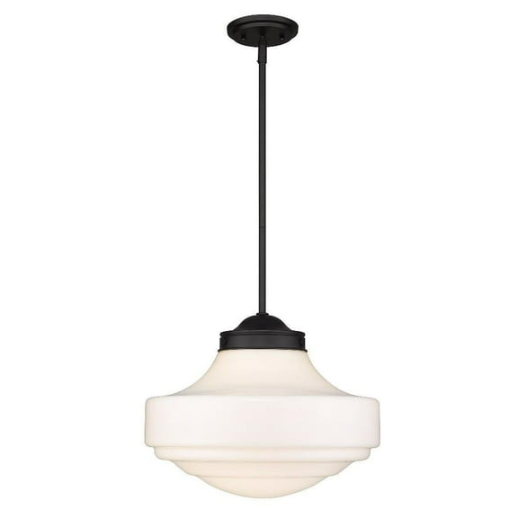 1 Light Large Pendant-12.75 inches Tall and 16 inches Wide-Matte Black Finish-Vintage Milk Glass Color Bailey Street Home 170-Bel-4561165