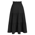 thumbnail image 4 of Twczz Girls Flowly Skirts- Casual Elastic Waist Drawstring Summer Kids Maxi Skirt Black Size 8, 4 of 9