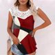 thumbnail image 2 of Camiseta sin mangas de encaje con estampado de mujer Camiseta sin mangas de empalme de cuello redondo Camiseta ligera y cómoda delgada OAVQHLG3B Store lin121212, 2 of 5