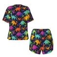 thumbnail image 5 of Qekee Colorful Dinosaur Women's Pajama Set Short Sleeve Sleepwear Summer Home Wear with Pockets Soft Short Sleeve Shirt - Colorful Dinosaur, 5 of 9