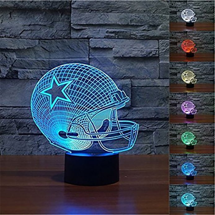 Men or Women Sports Fan Nightlight Gift for Kids Boys Girls Ikavis 3D LED Night Light Football Helmet Tampa Bay Buccaneers Flat Acrylic Illusion Lighting Lamp with 7 Colors and Touch Sensor 