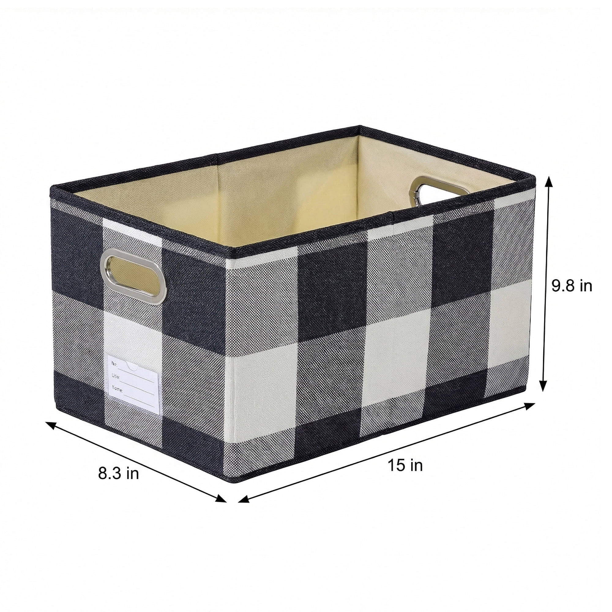 Unique Bargains Storage Bin with Handles for Shelves Closet Black 9.8" x 15" x 8.3"