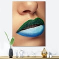 thumbnail image 2 of Designart ' Close Up Woman Lips With Fashion Make Up and Brackets ' Modern Canvas Wall Art Print, 2 of 4