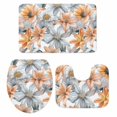 thumbnail image 2 of Retro Lily Flower Bathroom Rugs Set Orange White Floral Modernism Non Slip Absorbent Soft Bath Mats 3 Piece Set with Bathroom Rug, U-Shaped Floor Mat, Toilet Seat Cover Large Size, 2 of 9