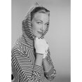 thumbnail image 2 of Portrait of young woman wearing striped hooded shirt Poster Print (18 x 24), 2 of 4