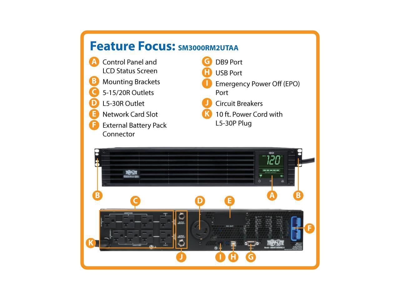 Tripp Lite by Eaton TAA SmartPro 120V 3kVA 2.25kW Line-Interactive Sine Wave UPS