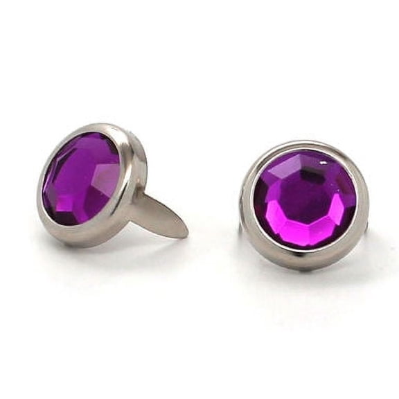 Dark Purple Rhinestone Nickel Plated Brass Spots 10 pk 1/2" Diameter 1330-46