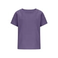 thumbnail image 6 of Gauze Shirts for Women Casual Crew Neck Short Sleeve Tops Lightweight Loose Boho Blouses Summer Beach Vacation Outfits Purple S, 6 of 7