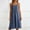 Navy, variant on Women's Cotton Adjustable Spaghetti Strap Cami Dress Pleated Front Casual Sleeveless Solid Color Midi Dress Light Blue XL(XL)
