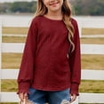 thumbnail image 6 of Girls Long Sleeve Eyelet Blouse Casual Crew Neck Lightweight Pullover Top for Kids Comfortable Loose Fit Shirt, 6 of 7