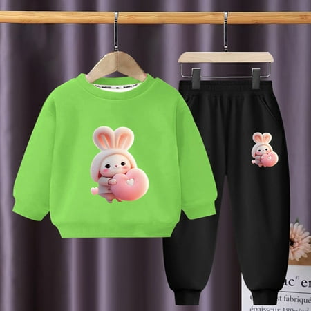 

ATOGUTA Boy Girl Clothes Fleece Sweatshirt and Sweatpants Clothing Sets Long Sleeve Tracksuits Green Size 3T-10