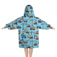 thumbnail image 2 of Cartoon Construction Vehicles Cement Mixers Blanket Hoodies for Kids 6-13YR Oversize Wearable Blanket Hoodies for Boys Girls Teens, 2 of 7