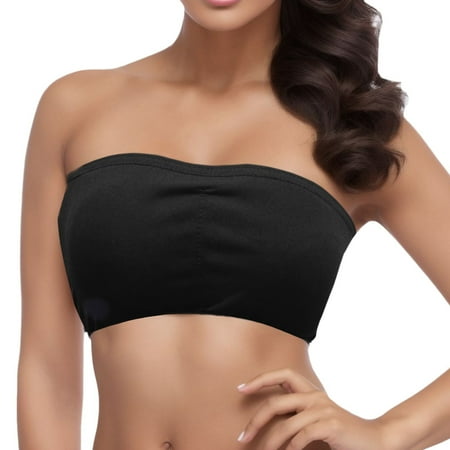 Plus Women Double Bandeau Seamless Tube Top Strapless Bra Stretchy Padded Lace Tube Top Bra Removable Top Size Tube Bras for Women plus Size Tube Top Tube Bodysuit for Women Tube Top Bra Tube To