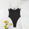 thumbnail image 5 of Women's Swimsuit Bathing Suits High Cut V Neck Color Block Slimming Spaghetti Strap Swimwear, 5 of 5