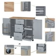 thumbnail image 3 of Rolling Kitchen Island with Storage, Kitchen Island Cart with Wood Top, 3 Drawer, Kitchen Island on Wheels with Spice Rack for Home, Kitchen and Dining Room, 3 of 9