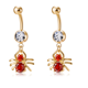 thumbnail image 1 of 2 Botones de ombligo de araña personalizados Botones de ombligo de circón euroamericano (rojo), 1 of 5