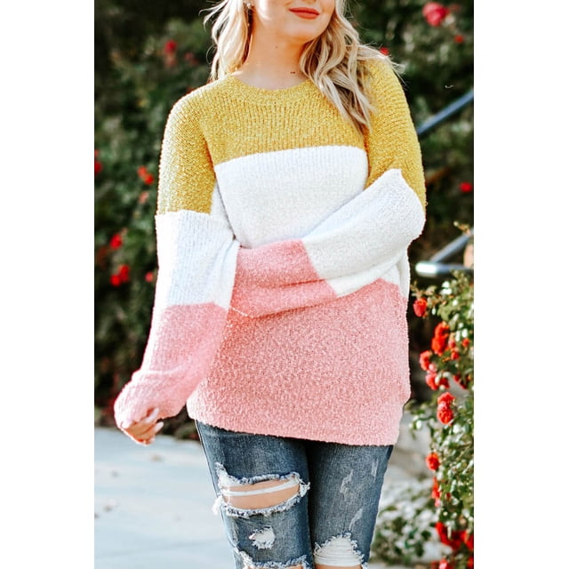 a.Jesdani Pull Chic Jaune Grande Taille – Essentiel pour Votre Garde-Robe!