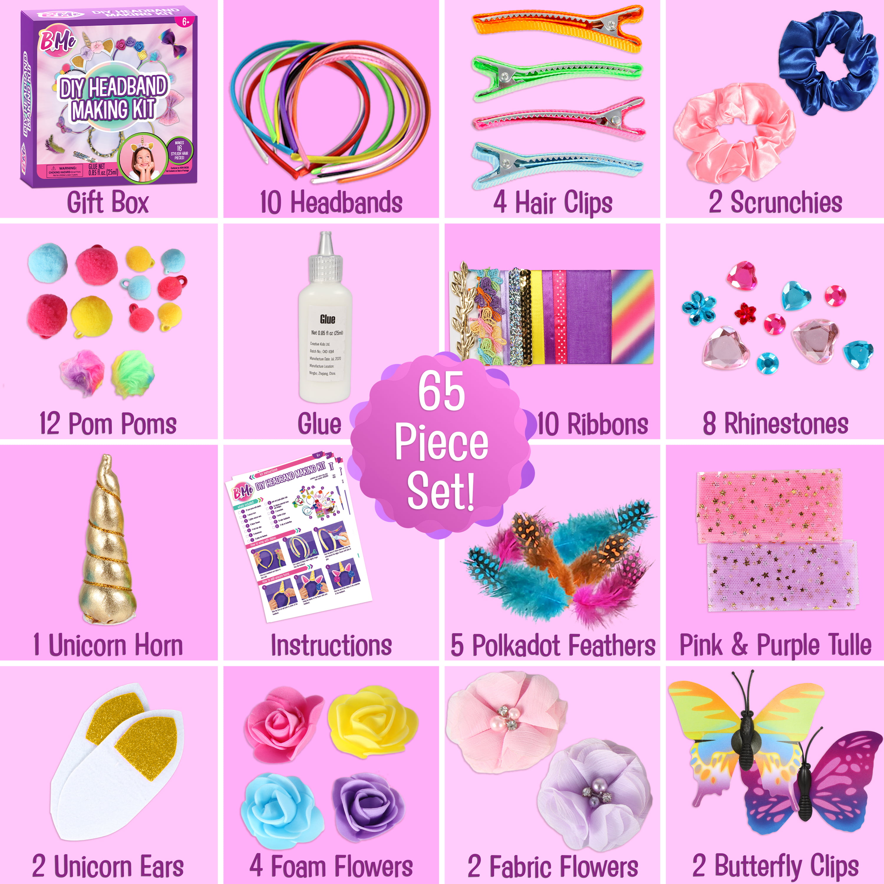 Creativity for Kids Fashion Headband Making Kit - Makes 10 DIY Headbands,  Arts and Craft Kits for Ages 5-7+, Kids Activities, Birthday Gifts for Girls
