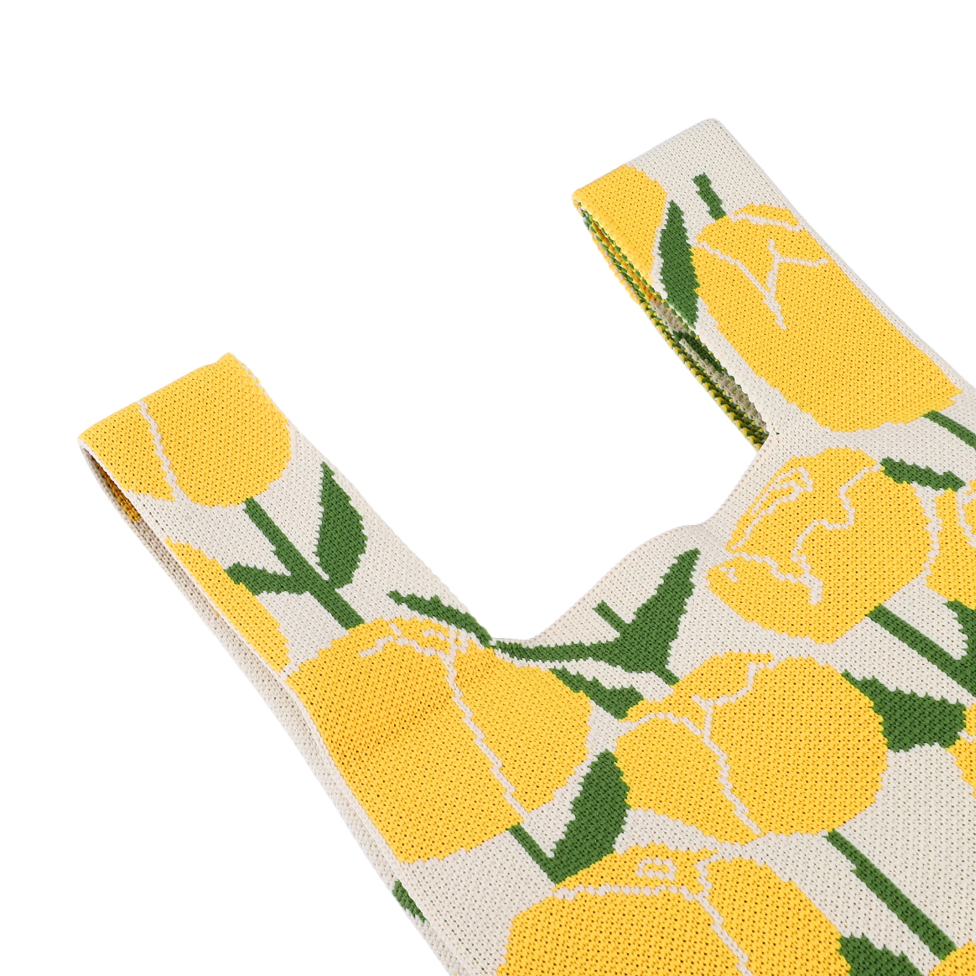Unique Bargains Reusable Mesh Net Grocery Tote Bags Yellow Green Beige 14.17"x7.87"