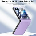 thumbnail image 2 of for Motorola Moto Razr+ 2023 Leather Case with Screen Protector, [Hinge Protection] Premium PU Leather Back Cover Hard PC Bumper Full Coverage Phone Case for Moto Razr Plus 2023 - Purple, 2 of 10