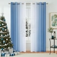 thumbnail image 6 of Junvictex Ombre Chiffon Sheer Curtains Blue 52" Wx54 "L for Bedroom Living Room Decoration, Window Treatments Grommet,2 Panels, 6 of 7