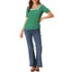 thumbnail image 2 of INSPIRAR CHIC Blusa de Manga Corta con Puff y Cuello de Encaje Floral Verde, 2 of 5