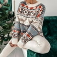 thumbnail image 2 of Casual O Neck Long Sleeve Pullover Sweater Women Autumn Fashion Christmas Printed Sweater Ladies Commuter Loose Sweater 2022 New, 2 of 6