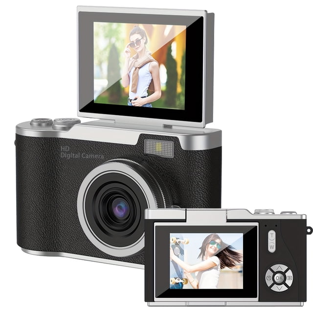 48MP Vlogging Camera with 180° Flip Screen, HD Digital Camera for YouTube Live Stream, 8X Zoom, Compact Point & Shoot for Beginners Travel