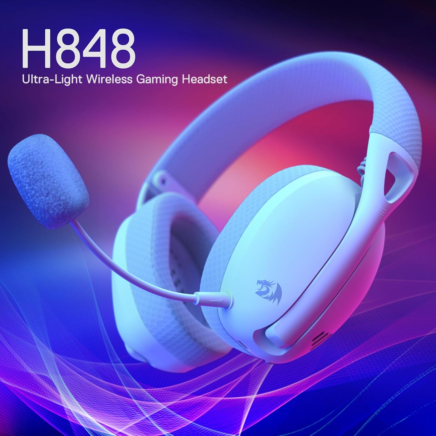 Redragon H848 Headset Bluetooth Wireless Gaming Lightweight 7.1 Surround Sound 40MM Drivers Detachable Microphone Multi Platform