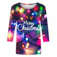 thumbnail image 5 of AGWOLF Christmas Shirts for Women Cute Merry Christmas Print Xmas Shirts Ugly 3/4 Sleeve Crewneck Tops Festival Party Sweatshirts, 5 of 5