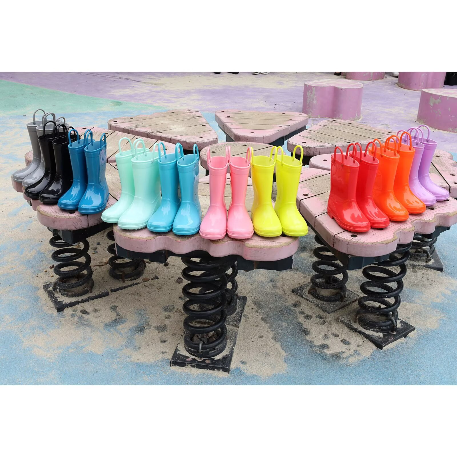 EUXTERPA Toddler Kids Waterproof Rain Boots Boys Girls Black Boots with Handles Big Kid Size 2