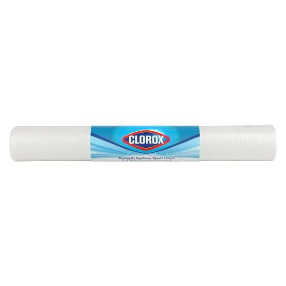 Smooth Surface Shelf Liner with Clorox, White, 20 in. x 8 ft.