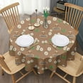 thumbnail image 3 of Brown Highland Cow Flower Grass Pattern Round Tablecloth 60"x60",Wrinkle Wipeable Table Cloth for Kitchen Dining Room Picnic Patio Party, 3 of 6