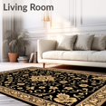 thumbnail image 2 of ODIKA 5'x7' Machine Washable Non-Slip Area Rug, Vintage Floral Medallion Heritage Ornate Elegant High Traffic Rug, Black, 589919, 2 of 7