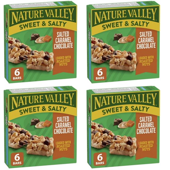 Nature Valley Granola Bars, Sweet and Salty Nut, Salted Caramel Chocolate, 210g (4 Pack)