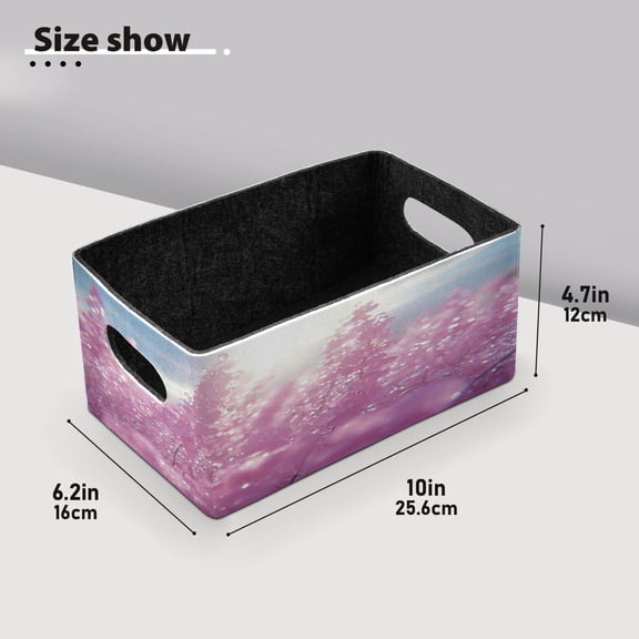 BZSMCE Shelf Baskets Pink Flowers with Morning Dewdrops Pattern Storage Cube Bins 10.1*6.3*4.7in Set of 2