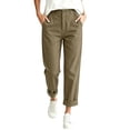 thumbnail image 2 of Hueook Womens Golf Pants Lounge Work S High Waisted Straight Leg Cotton and Linen Pants with Flared Casual Point Pocket Pants Brown 2X, 2 of 8