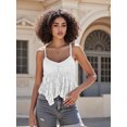 thumbnail image 5 of LMLYSoH Womens Lace Babydoll Tank Tops Stylish Solid Mesh Loose Hem V Neck Spaghetti Strap Camisoles, 5 of 9