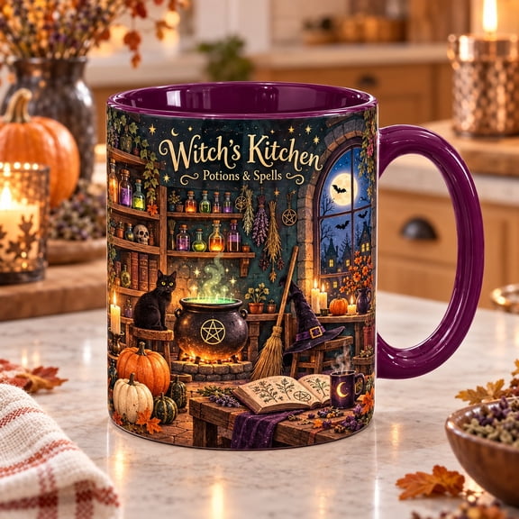 Accent Mug Witch's Kitchen Potion Shelf for Coffee Drinking, Halloween Gift