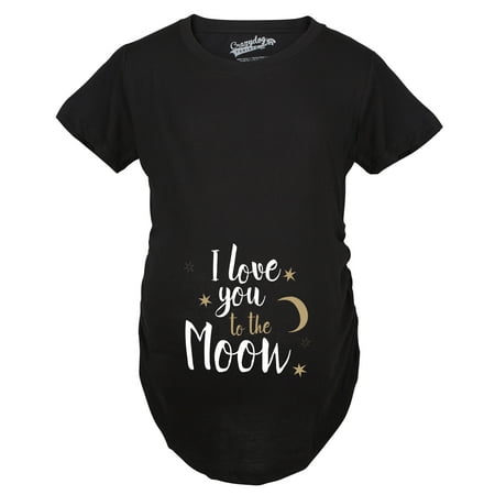 

Maternity I Love You To The Moon Cute Maternity Shirts Announce Pregnancy Shirt Fun (Black) - L