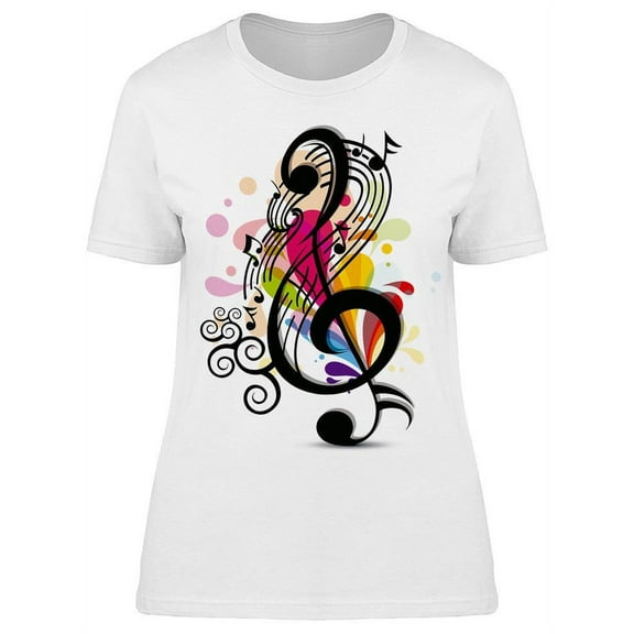 A Colorful Musical Note T-Shirt Women -Image by Shutterstock, Female Small