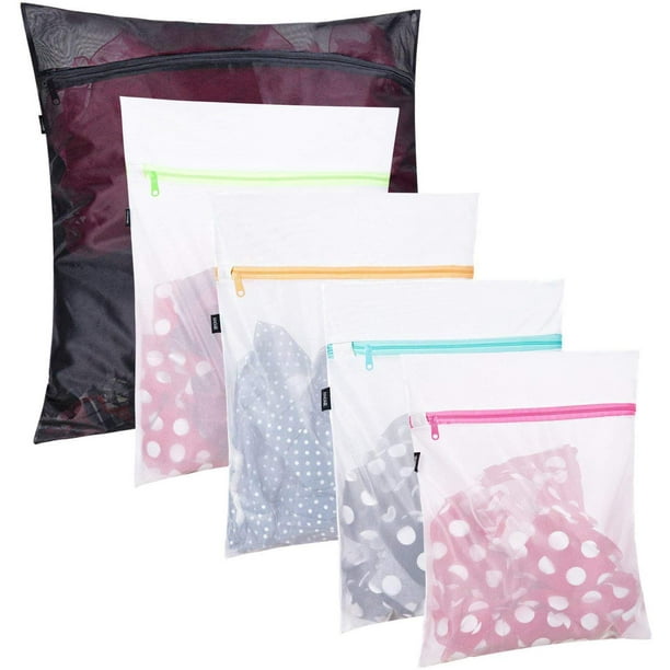 Juego de 5 bolsas de malla para lavandería, 1 grande, 2 grandes y 2 medianas, para lavandería, blusa, calcetería, medias, ropa interior, lencería de sujetador, bolsa de lavandería de viaje