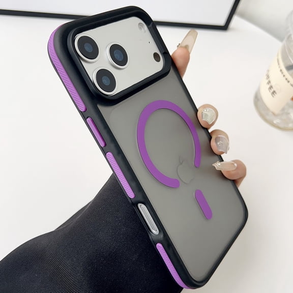 for iPhone 16 Pro Case, Magnetic Case Compatible with Mag-Safe, Dual-Color Hybrid PC TPU Protective Phone Case, Military Graded Drop Protection, Anti-Scratch Shockproof Cover, Purple