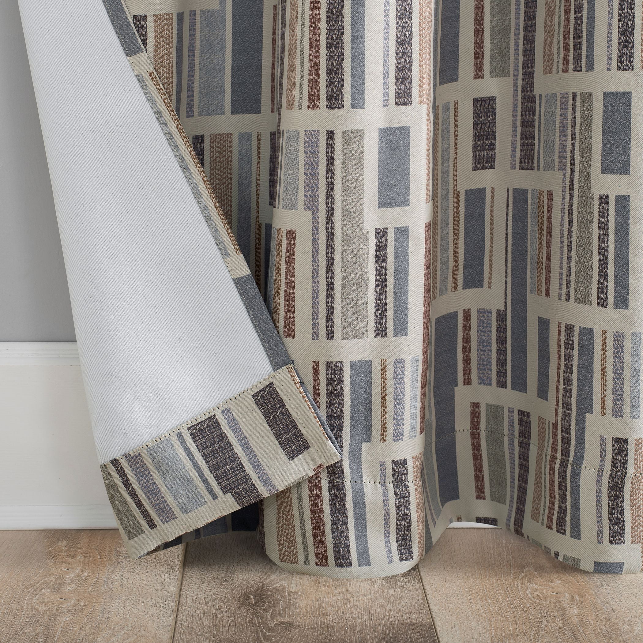 Mainstays Blackout Grommet Single Curtain Panel, 1 Panel, Beige Geometric, 40"W x 84"L