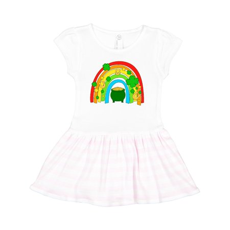 

Inktastic St. Patrick s Day Rainbow Clover and Gold Gift Toddler Girl Dress