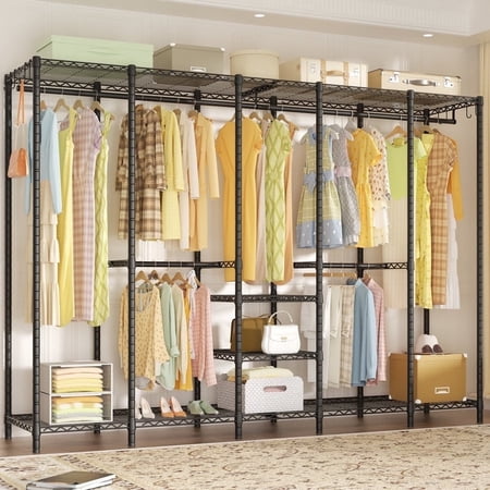 Ulif H50 Extra Large Clothes Rack  Heavy Duty Garment Rack  Freestanding Portable Closet  Clothing Racks for Hanging Clothes  Wardrobe Closet 89.8   W x 15.8  D x 76.4  H  Max Load 1400 Lbs  Black