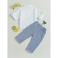 thumbnail image 5 of Toddler Baby Boy Clothes 6M 12M 18M 24M 3Y 4Y Cotton Linen Henley Shirts Button Down Long Sleeve Shirts Casual Pants Set, 5 of 9