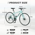 thumbnail image 5 of 700C Road Bike with Disc Brakes, 7 Speed Hybrid Bike, Bicycle for Adult Women Men, City Bike Suit for Rider 5'3"-5'8", Green, 5 of 6