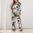 thumbnail image 2 of Fuzoiu dogs pets collage Print Women's Long-Sleeved Pajama,Lounge Button Down Nightwear,Womens Notch Collar Pajama Set-XX-Large, 2 of 7