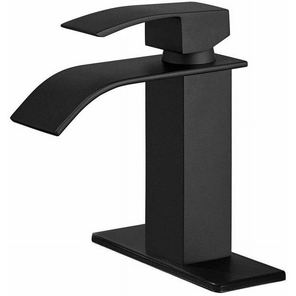 Matte Black Bathroom Counter Top Basin Sink Faucet Waterfall with Cover